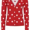 Collectif Violet Painted Polka 50's Cardigan Red New In 1 Collectif Violet Painted Polka 50's Cardigan Red New In