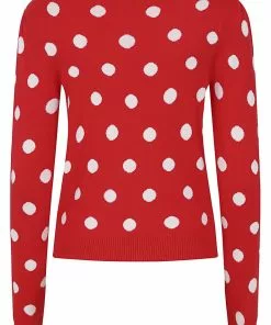 Collectif Violet Painted Polka 50's Cardigan Red New In