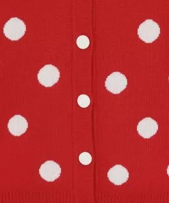 Collectif Violet Painted Polka 50's Cardigan Red New In