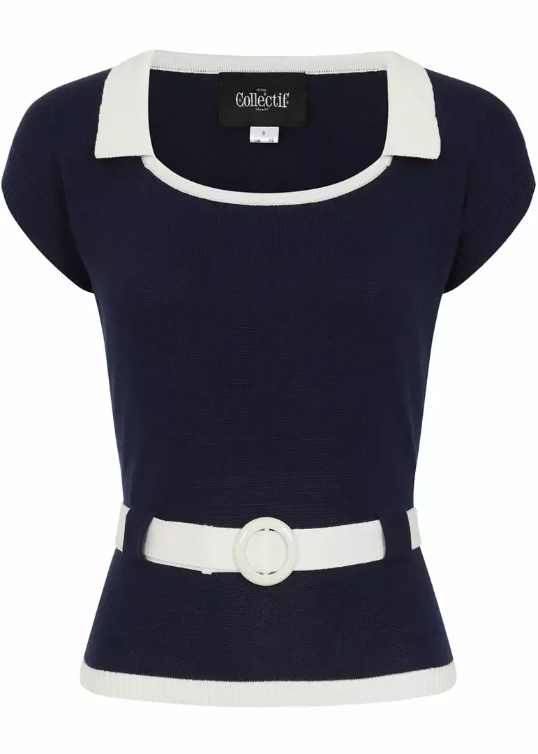 Collectif Norma 40's Jumper Navy Blue 3 Collectif Norma 40's Jumper Navy Blue