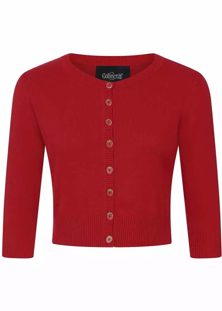 Collectif Lucy Strawberry 50's Cardigan Red 3 Collectif Lucy Strawberry 50's Cardigan Red