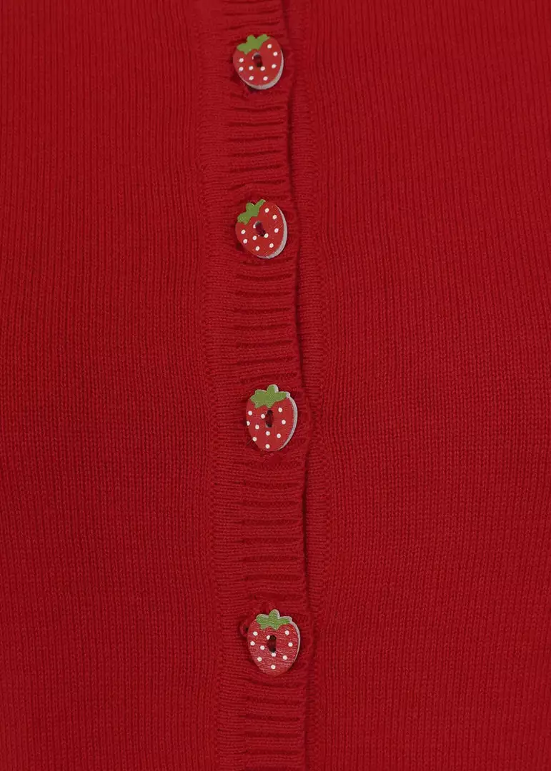 Collectif Lucy Strawberry 50's Cardigan Red 5 Collectif Lucy Strawberry 50's Cardigan Red