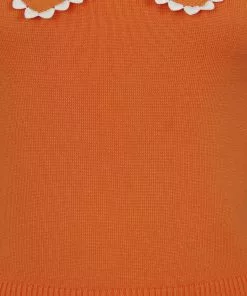 New In Collectif Babette Heart Trim 50's Jumper Orange Colour 8 New In Collectif Babette Heart Trim 50's Jumper Orange Colour