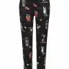 Collectif Maddie Cocktail Menu 50's Trousers Black New In