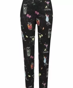 Collectif Maddie Cocktail Menu 50's Trousers Black New In