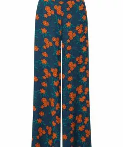 Collectif Alizee Flora 70's Trousers Navy New In