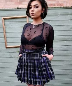 Collectif Daria Nancy Check 60's Mini Skirt Black