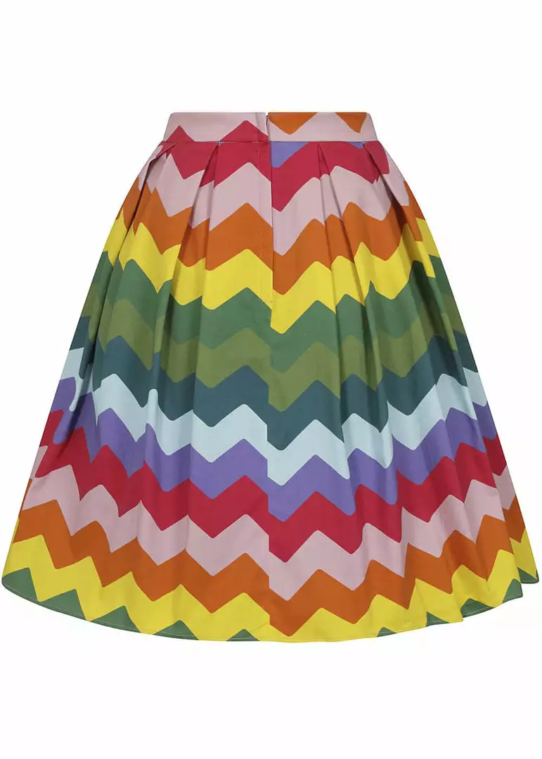 Collectif Marilu Rainbow Chevron 50's Swing Skirt Multi 7 Collectif Marilu Rainbow Chevron 50's Swing Skirt Multi