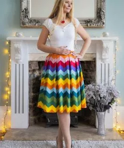 Collectif Marilu Rainbow Chevron 50's Swing Skirt Multi 9 Collectif Marilu Rainbow Chevron 50's Swing Skirt Multi