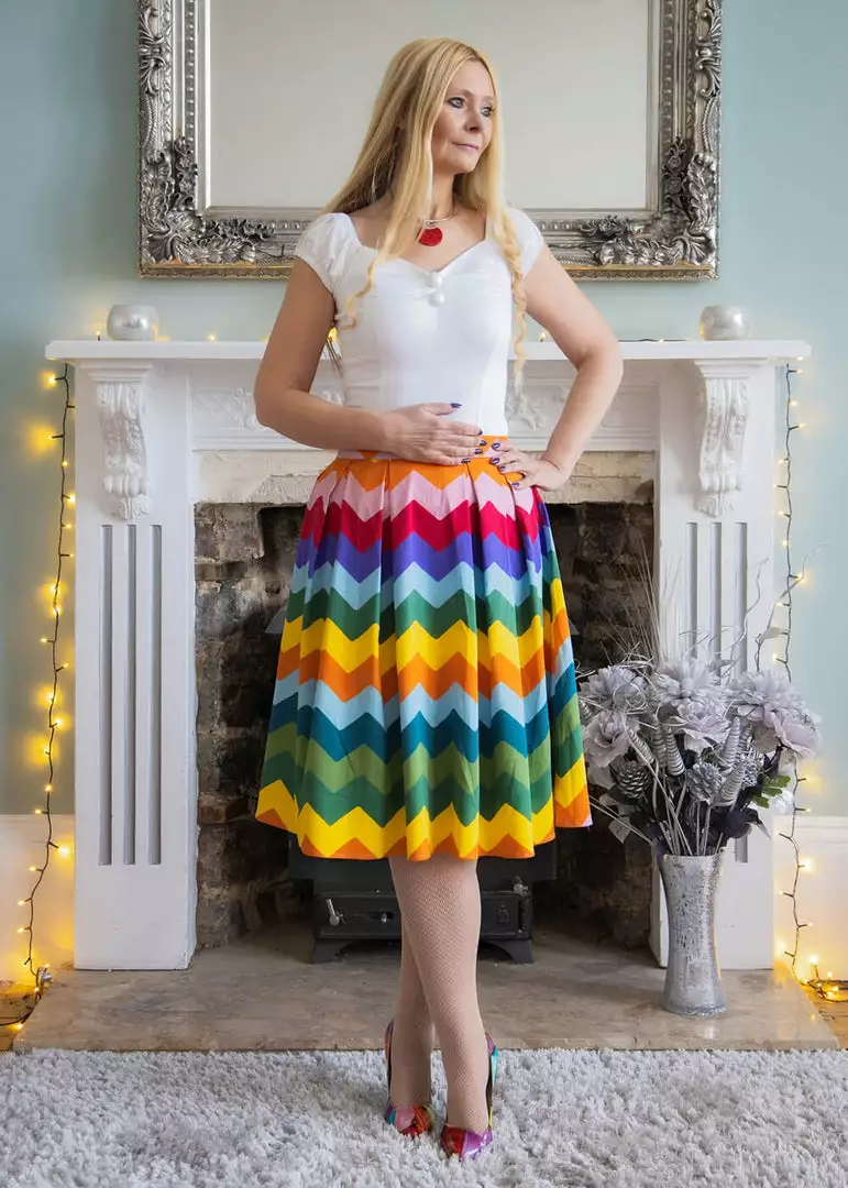 Collectif Marilu Rainbow Chevron 50's Swing Skirt Multi 5 Collectif Marilu Rainbow Chevron 50's Swing Skirt Multi
