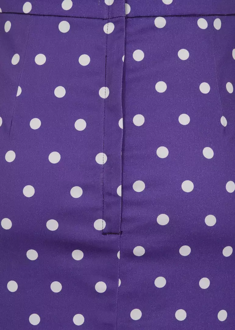 Collectif Polly Pretty Polka 50's Pencil Skirt Purple 7 Collectif Polly Pretty Polka 50's Pencil Skirt Purple