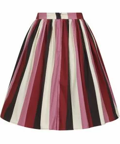 New In Collectif Jasmine Bubble Gum Stripe 50's Swing Skirt Multi