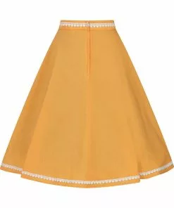 Collectif Matilde Heart Trim 50's Swing Skirt Orange New In