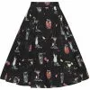 Collectif Matilde Coctail Menu 50's Swing Skirt Black New In 1 Collectif Matilde Coctail Menu 50's Swing Skirt Black New In