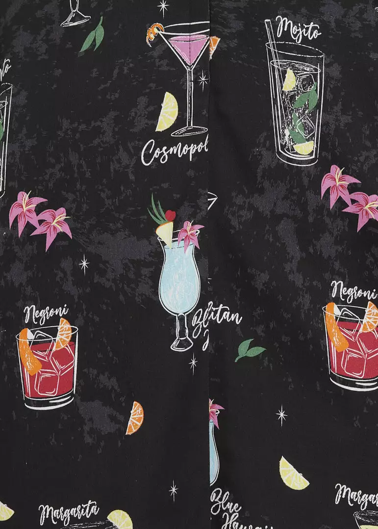 Collectif Matilde Coctail Menu 50's Swing Skirt Black New In 6 Collectif Matilde Coctail Menu 50's Swing Skirt Black New In