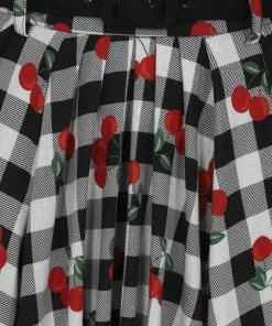 Collectif Dakota Gingham Cherries 50's Swing Skirt Black 10 Collectif Dakota Gingham Cherries 50's Swing Skirt Black