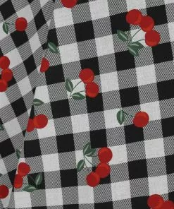 Collectif Dakota Gingham Cherries 50's Swing Skirt Black 11 Collectif Dakota Gingham Cherries 50's Swing Skirt Black