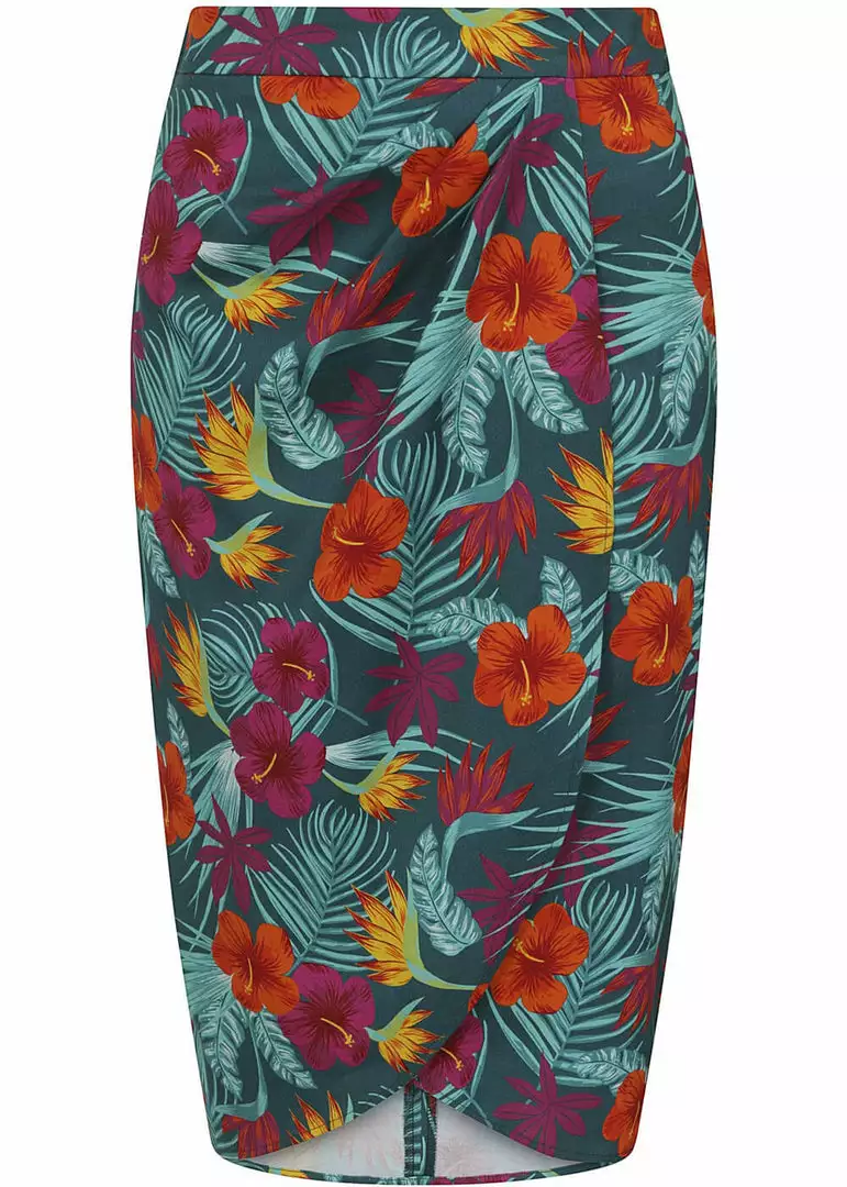 Collectif Kala Tropico 40's Pencil Skirt Multi 3 Collectif Kala Tropico 40's Pencil Skirt Multi