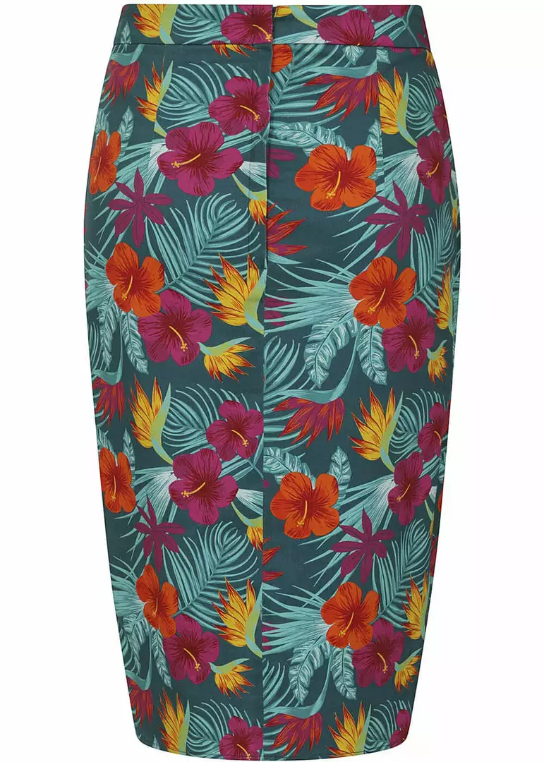 Collectif Kala Tropico 40's Pencil Skirt Multi 5 Collectif Kala Tropico 40's Pencil Skirt Multi