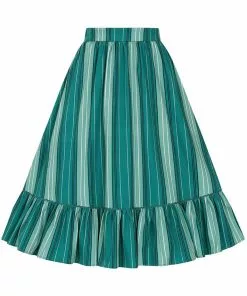 Collectif Katherine Mint Humbug 50's Swing Skirt Green New In