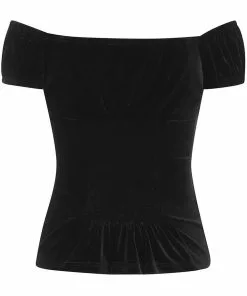 New In Collectif Dolores Darkwear Velvet 50's Top Black 8 New In Collectif Dolores Darkwear Velvet 50's Top Black