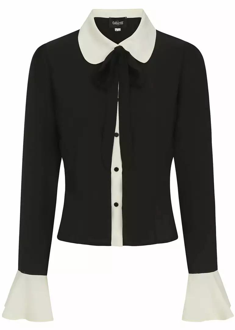 Collectif Prudence 60's Blouse Black 3 Collectif Prudence 60's Blouse Black