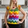 New In Collectif Dolores Rainbow Chevron 50's Top Multi Colour 2 New In Collectif Dolores Rainbow Chevron 50's Top Multi Colour