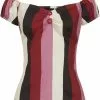 New In Collectif Dolores Bubble Gum Stripe 50's Top Multi Colour