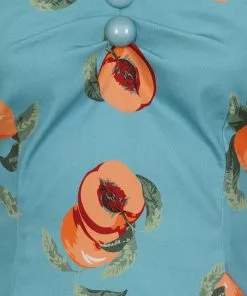 Collectif Dolores Vintage Peaches 50's Top Blue