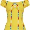 New In Collectif Dolores Rainbow Polka Stripe 50's Top Yellow