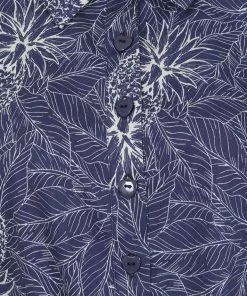 New In Collectif Sammy Pineapple Palm 50's Tie Blouse Navy 7 New In Collectif Sammy Pineapple Palm 50's Tie Blouse Navy