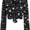 Collectif Holly Creepy Girl 80's Tie Blouse Black New In 2 Collectif Holly Creepy Girl 80's Tie Blouse Black New In