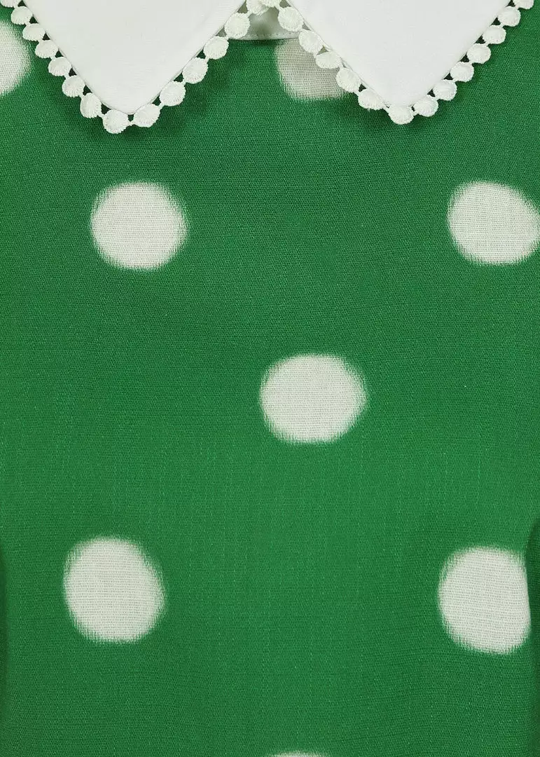 Collectif Betty Painted Polka 40's Top Green New In 6 Collectif Betty Painted Polka 40's Top Green New In