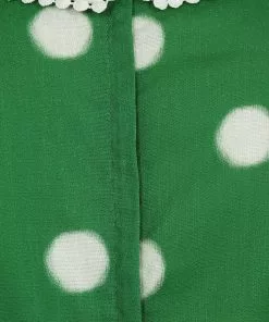 Collectif Betty Painted Polka 40's Top Green New In