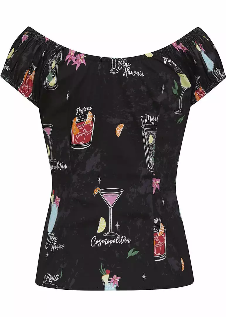 New In Collectif Lorena Coctail Menu 50's Top Black 5 New In Collectif Lorena Coctail Menu 50's Top Black