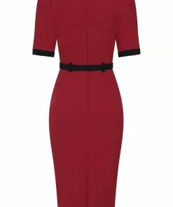 New In Collectif Sadie 50's Pencil Dress Red 8 New In Collectif Sadie 50's Pencil Dress Red