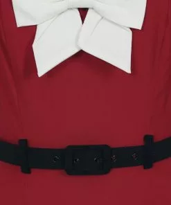 New In Collectif Sadie 50's Pencil Dress Red 9 New In Collectif Sadie 50's Pencil Dress Red