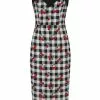 Collectif Kiana Gingham Cherries 50's Pencil Dress Black 1 Collectif Kiana Gingham Cherries 50's Pencil Dress Black