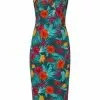 New In Collectif Kiana Tropico 50's Pencil Dress Multi