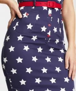 Collectif Caterina Stars 50's Pencil Dress Navy New In 15 Collectif Caterina Stars 50's Pencil Dress Navy New In