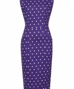 New In Collectif Hepburn Pretty Polkadot 50's Pencil Dress Purple