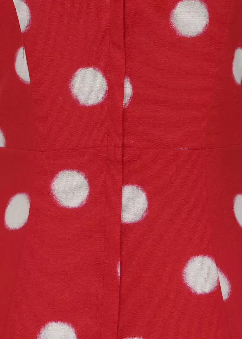 Collectif Hepburn Painted Polka 50's Pencil Dress Red 5 Collectif Hepburn Painted Polka 50's Pencil Dress Red