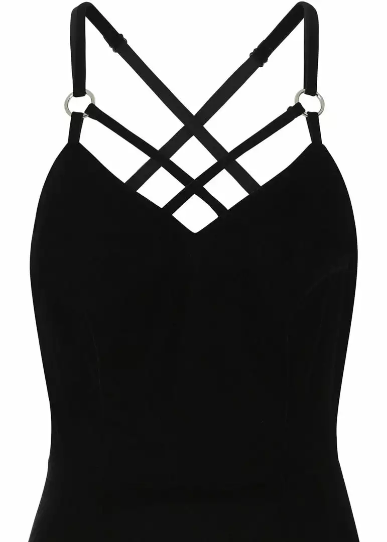 Collectif Dorcas Velvet 80's Pencil Dress Black 5 Collectif Dorcas Velvet 80's Pencil Dress Black