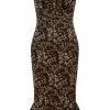 Collectif Sasha Leopard Fishtail 50's Pencil Dress Multi New In