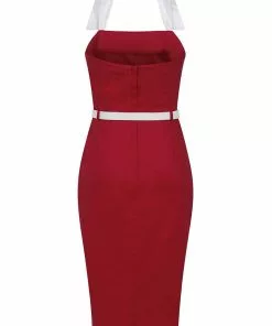 Collectif Dorabella 50's Pencil Dress Red 8 Collectif Dorabella 50's Pencil Dress Red