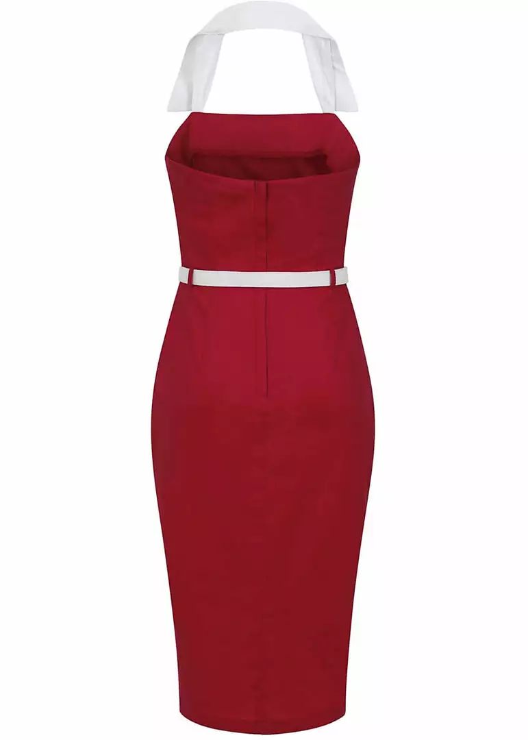 Collectif Dorabella 50's Pencil Dress Red 5 Collectif Dorabella 50's Pencil Dress Red