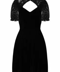 Collectif Stacey Velvet 80's Skater Dress Black