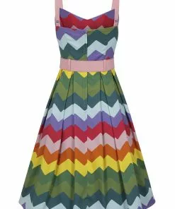 Collectif Dorothy Rainbow Chevron 50's Swing Dress Multi 11 Collectif Dorothy Rainbow Chevron 50's Swing Dress Multi