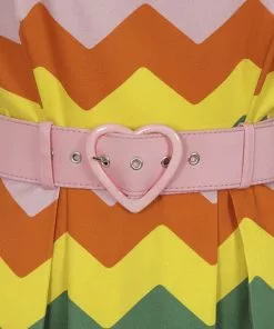 Collectif Dorothy Rainbow Chevron 50's Swing Dress Multi