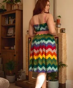Collectif Dorothy Rainbow Chevron 50's Swing Dress Multi 10 Collectif Dorothy Rainbow Chevron 50's Swing Dress Multi